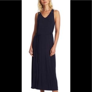 Tani Navy Blue Luxury Silkcut Lounge Dress